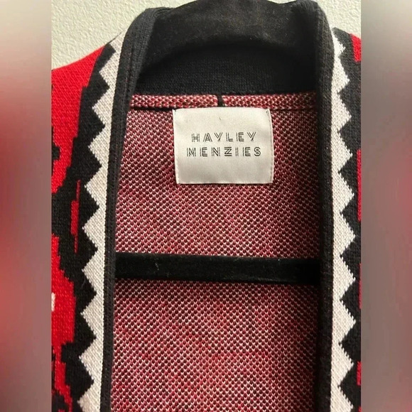 Red Geometric Women's Cardigan - Picture 4 of 7